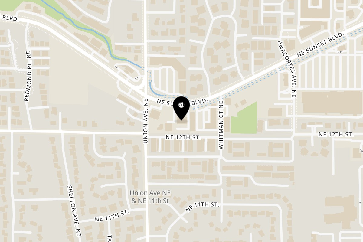 Map showing the location of Cafe Sabah on 4201 NE Sunset Blvd in Renton